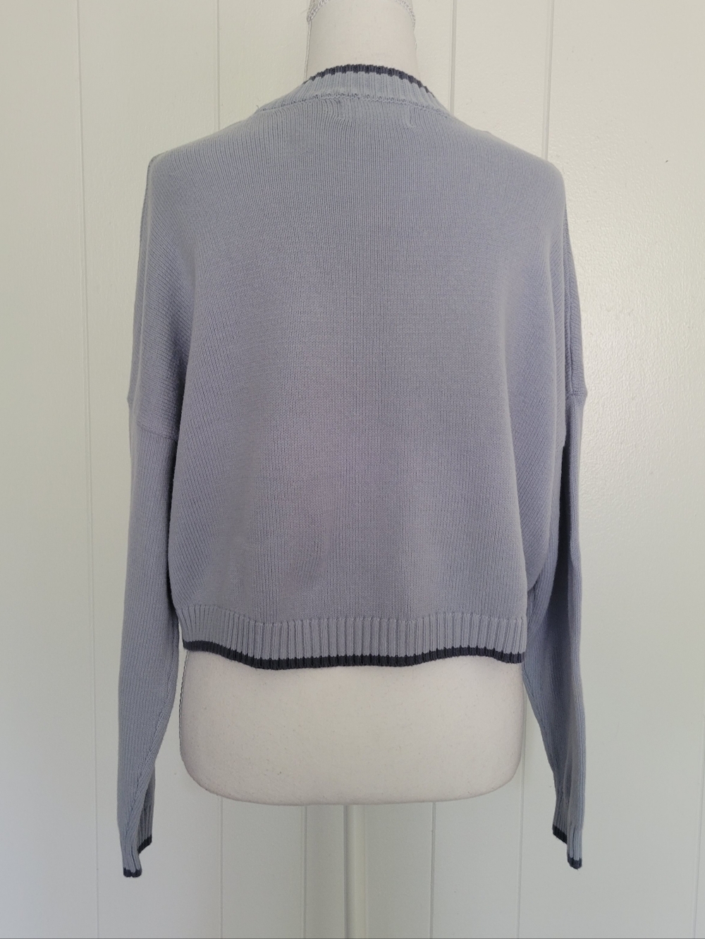 SALE Jessica Simpson Sunday Funday Pullover Sweater Semi Crop Blue Cotton M NWT - Picture 6 of 10